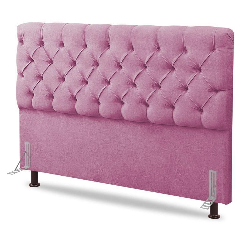 Cabeceira Cama Box Casal Lylla 140cm Capitonê Com Frame Suede Rosa - Abmaza