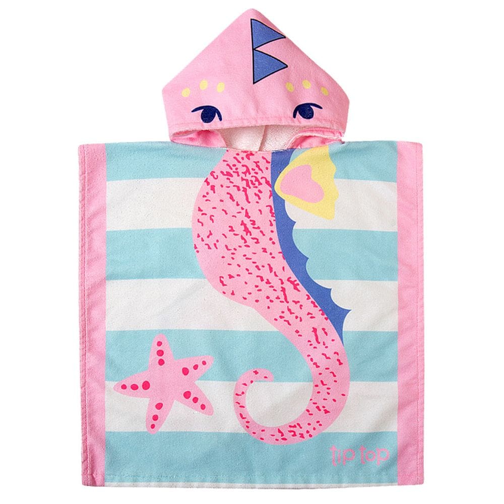 Poncho de Praia Infantil Cavalo Marinho Rosa Tip Top