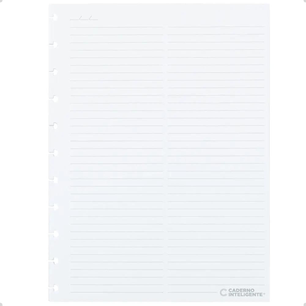 Refil Pautado de Caderno Inteligente Linha Branca Grande 30 Folhas 120g