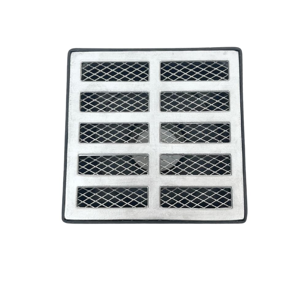 Ralo Pluvial modelo 15x15 Reta Alumínio Fundido com Tela Coletor Saída Baixa 50mm (2 polegadas)