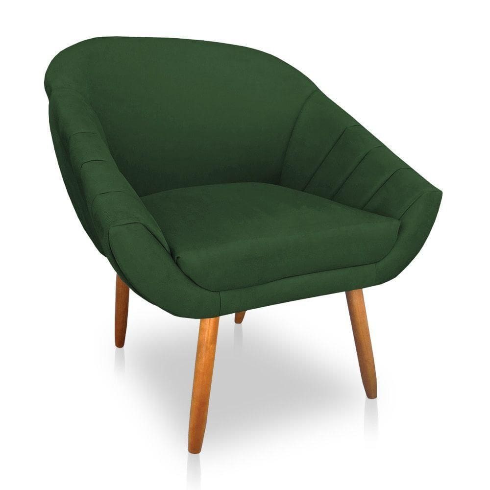 Poltrona Bianca Suede Pés Palito Castanho Verde