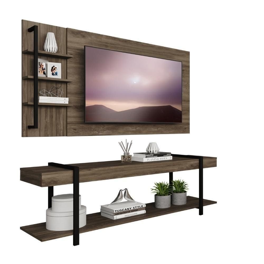 Rack C/ Painel Para Tv Até 50\\` Ohio Carraro - Legno/preto Legno/preto