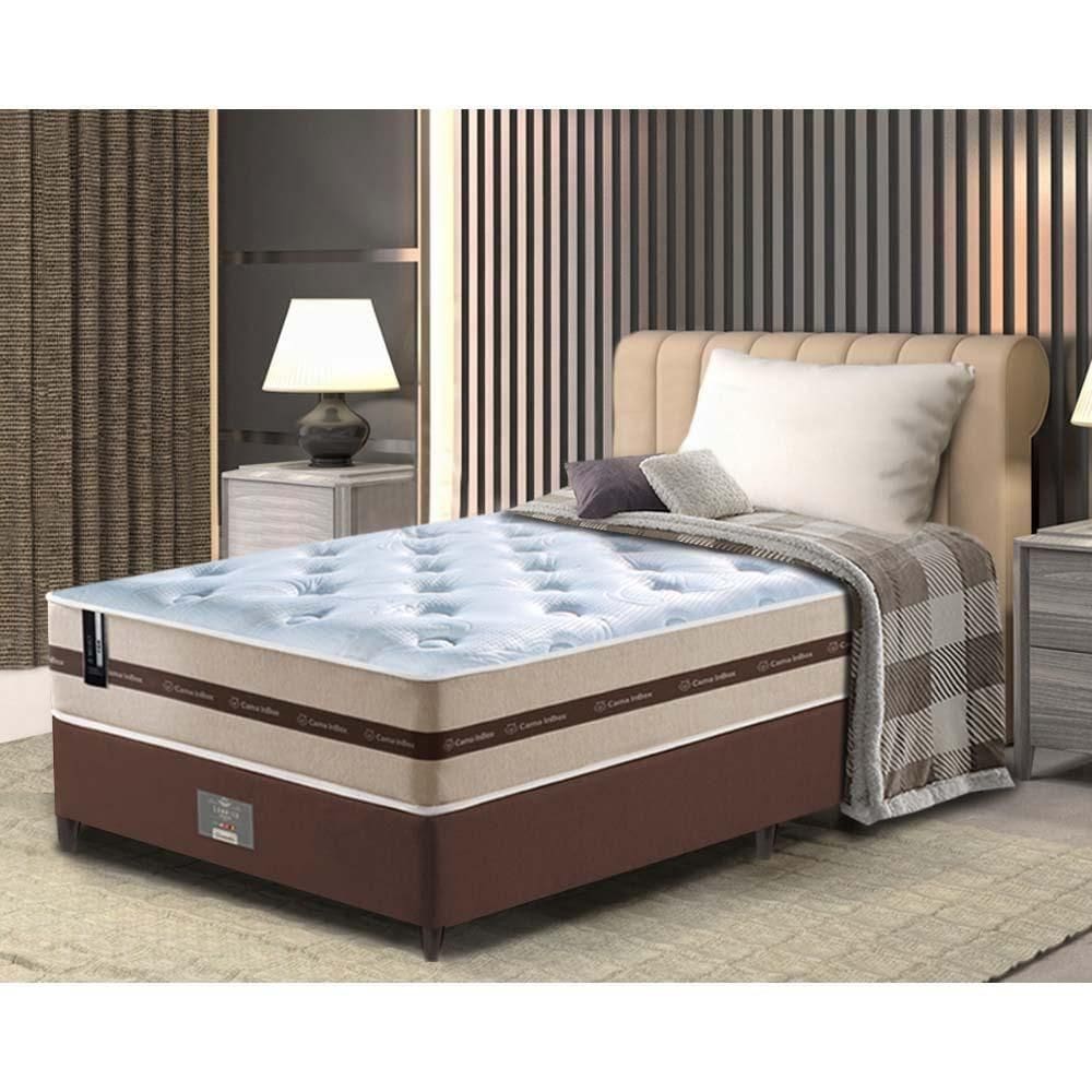 Conjunto Cama Box Solteiro (colchão + Box) De Molas Ensacadas Cama Inbox Smart 88x188x60 Bege