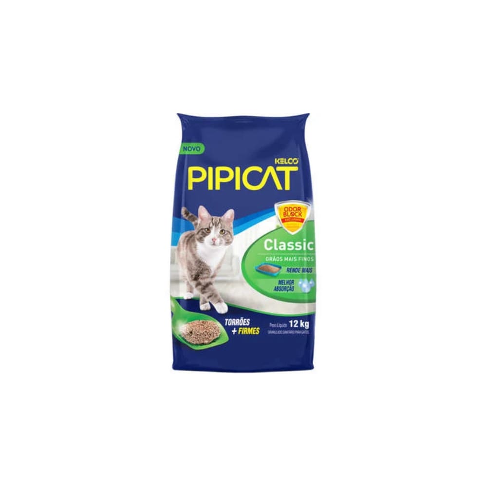 Areia Sanitária Gatos Pipicat Classic 12kg