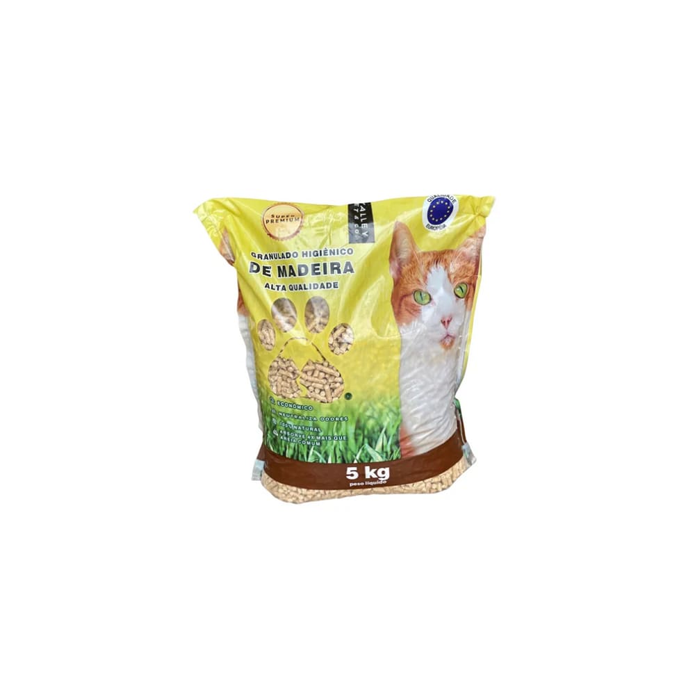 Granulado Sanitário Madeira Gatos Cães Pássaros Roedores 5kg