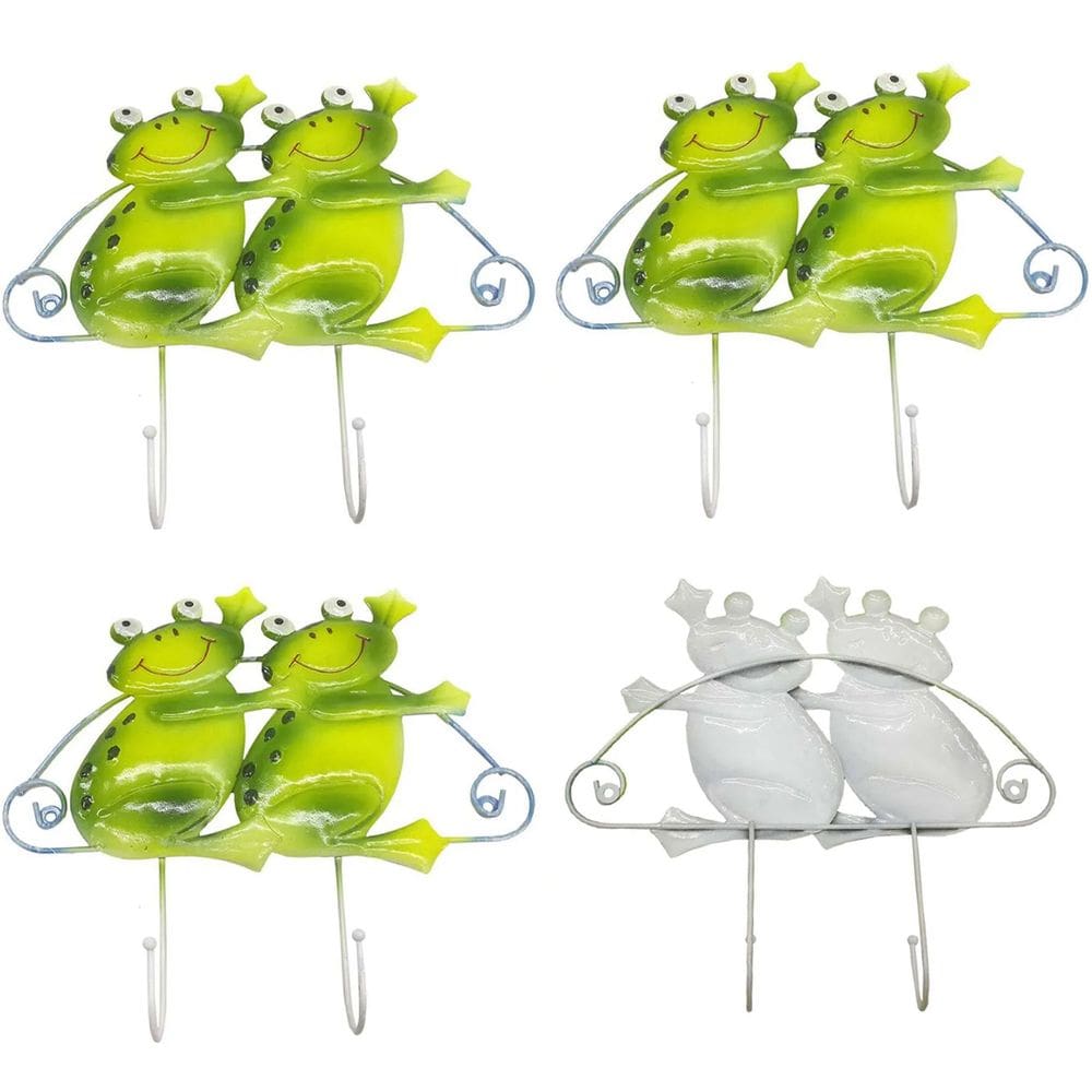 Gancho Metal Duplo Kit 4 Uni Enfeite Sapinho Decoraçao Casa Parede Quarto Pendura Bone Bolsa Chapeu