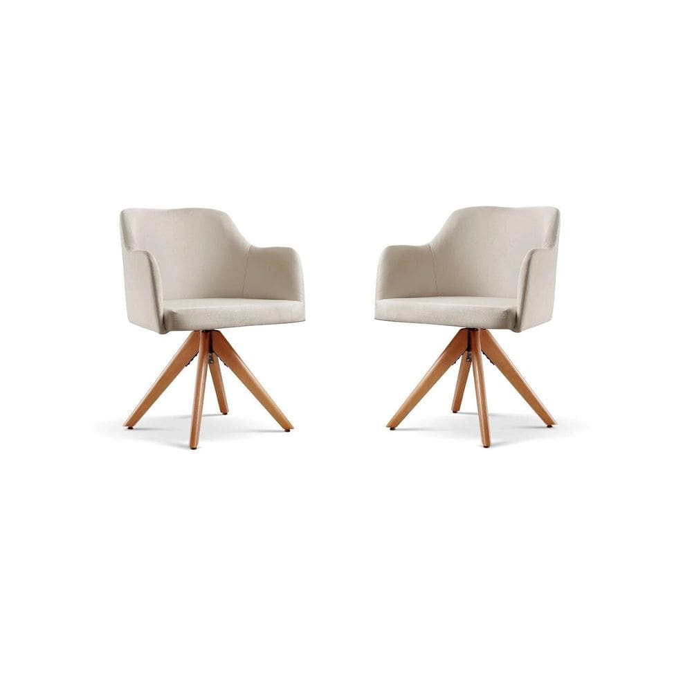 Kit com 2 Poltronas Giratória Eros para Sala de Estar Nude