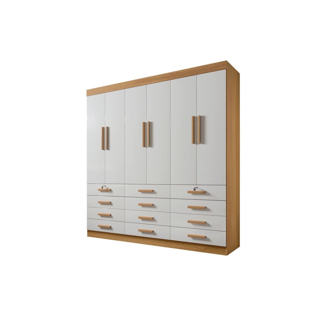 Guarda Roupa Casal 6 portas e 12 gavetas Monaco - Cinamomo/Off White