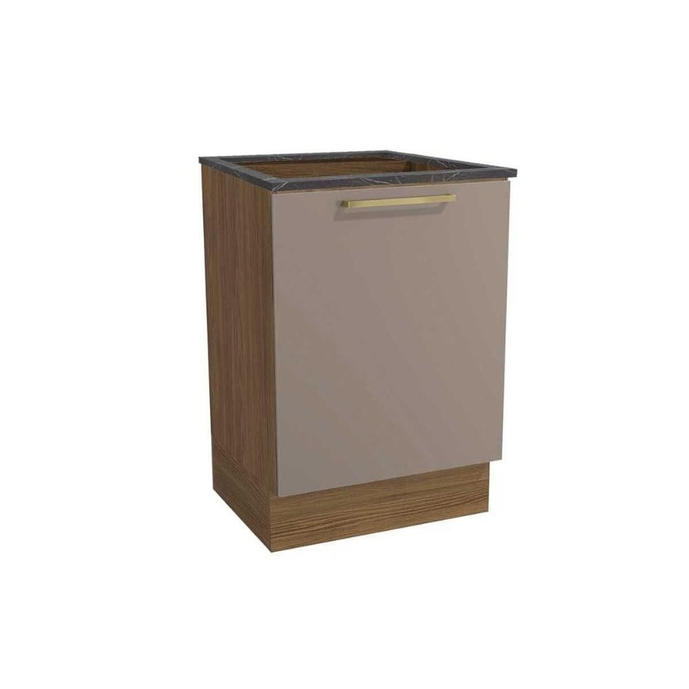 Balcão Cozinha p/Cooktop Botanic M629 top 1 Porta c/Tampo 60cm Nogueira/Fendi/Cinzel - Kappesberg