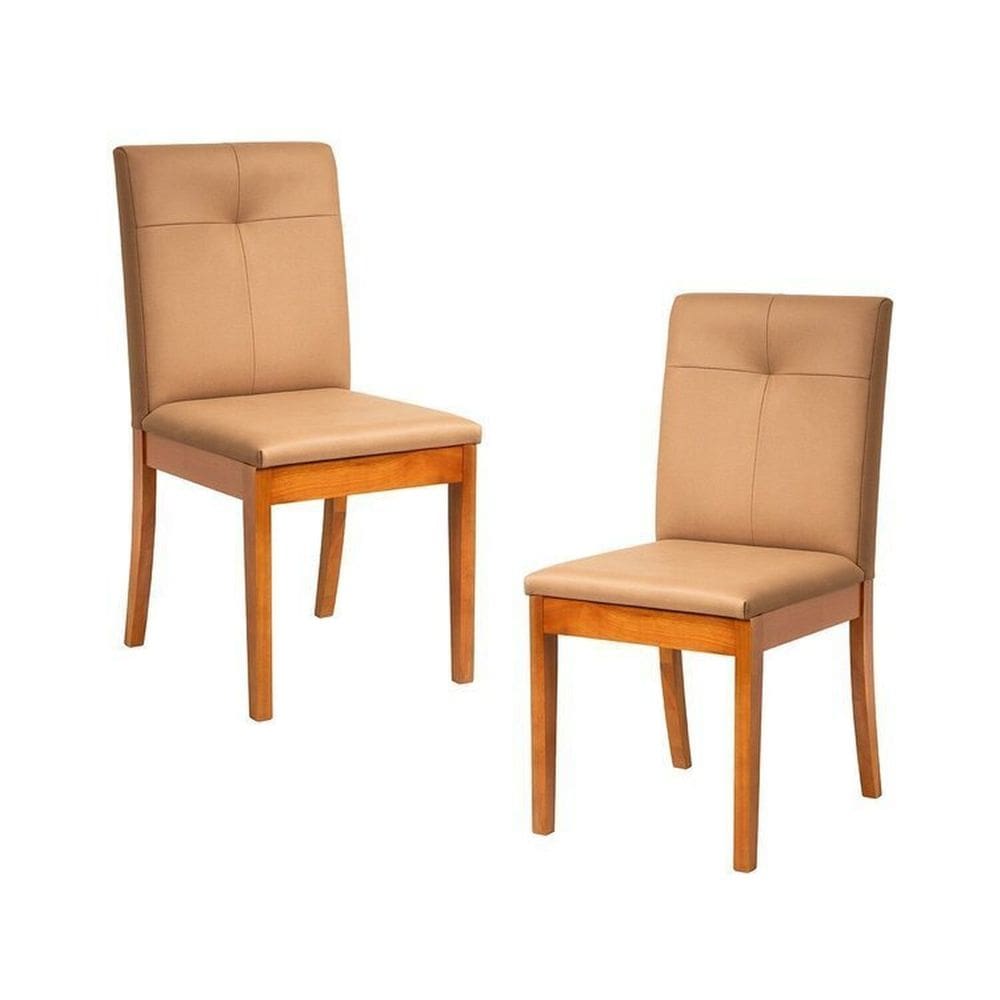 Kit 2 Cadeiras Estofadas Tiê Maxx Cabecasa Madeiramadeira Amêndoa/Marrom Sepia