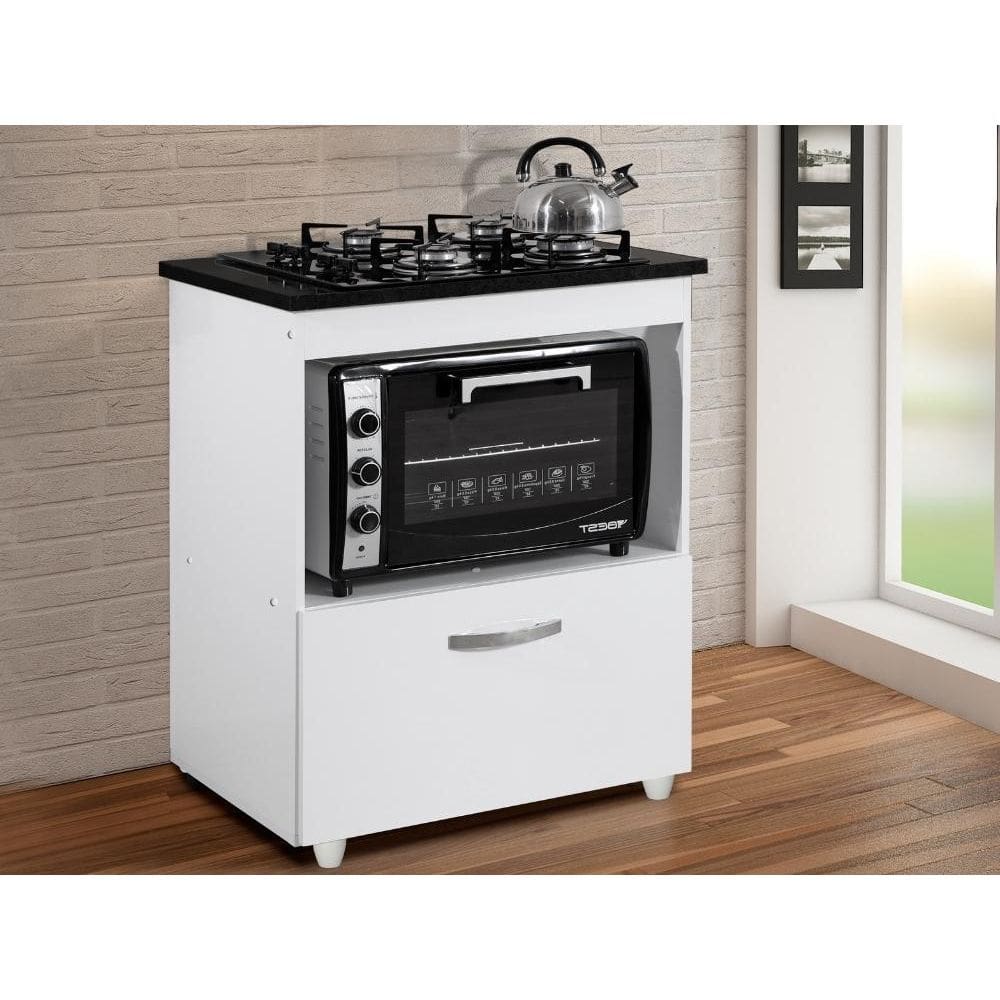 Balcão Para Cooktop 4 bocas Salvia - Branco