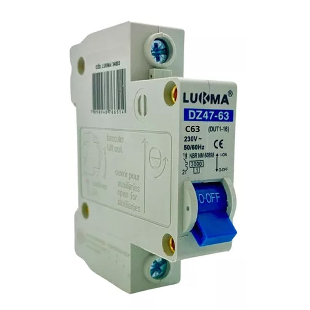 Disjuntor Unipolar Din 63A - Curva C - lukma