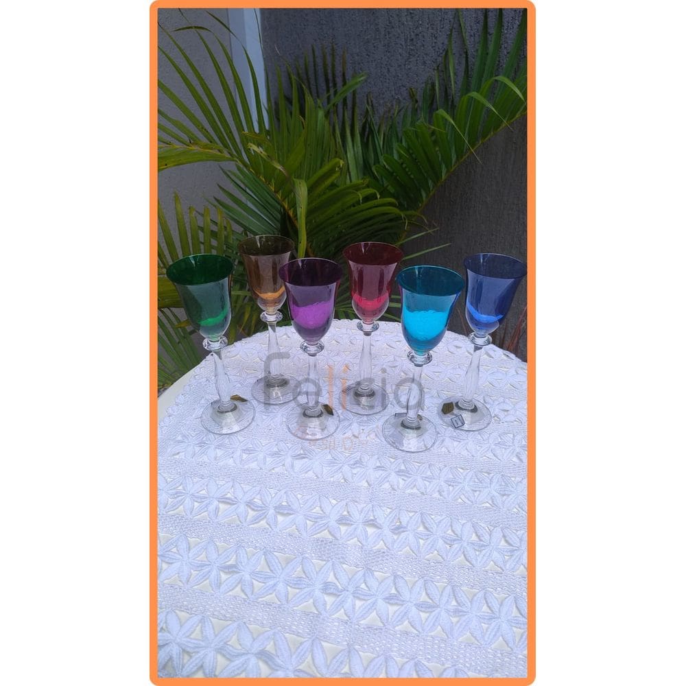 Jogo com 6 Taças coloridas para Licor Angela em Cristal 60ml - Bohemia