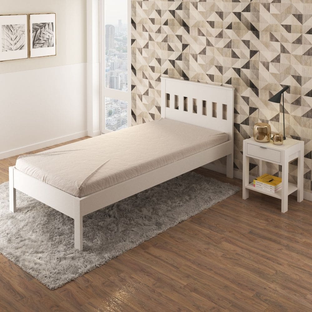 Cama de Solteiro para Colchão 88x188cm Branca Tecno Mobili