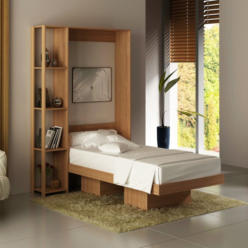 Cama de Solteiro Dobrável 128x198cm Amêndoa Tecno Mobili