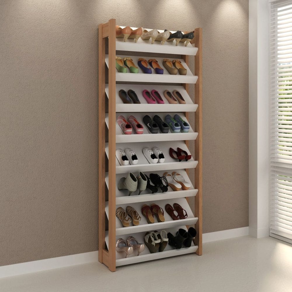 Sapateira Grande com 8 Prateleiras 69x1656cm Branco Tecno Mobili