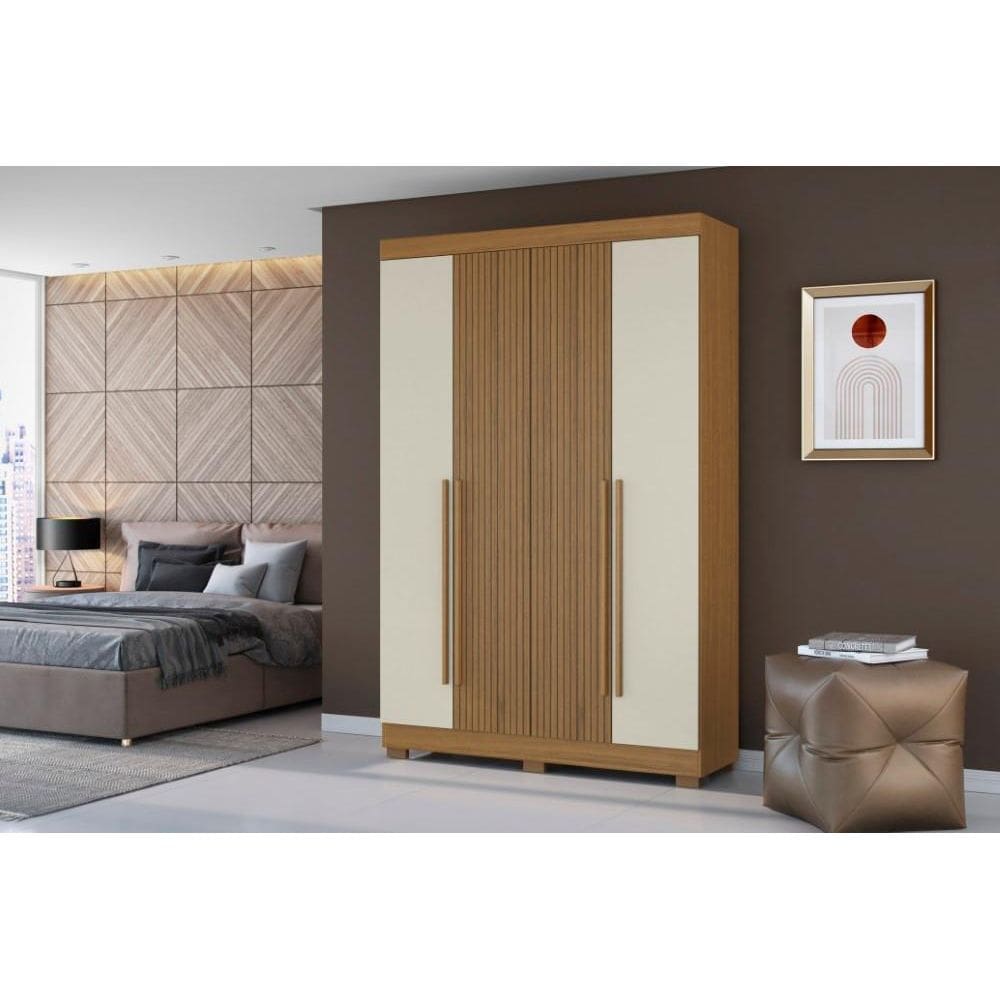 Guarda-Roupa Solteiro 4 Portas 2 Gavetas Ripado Atacama Areia - Aramóveis