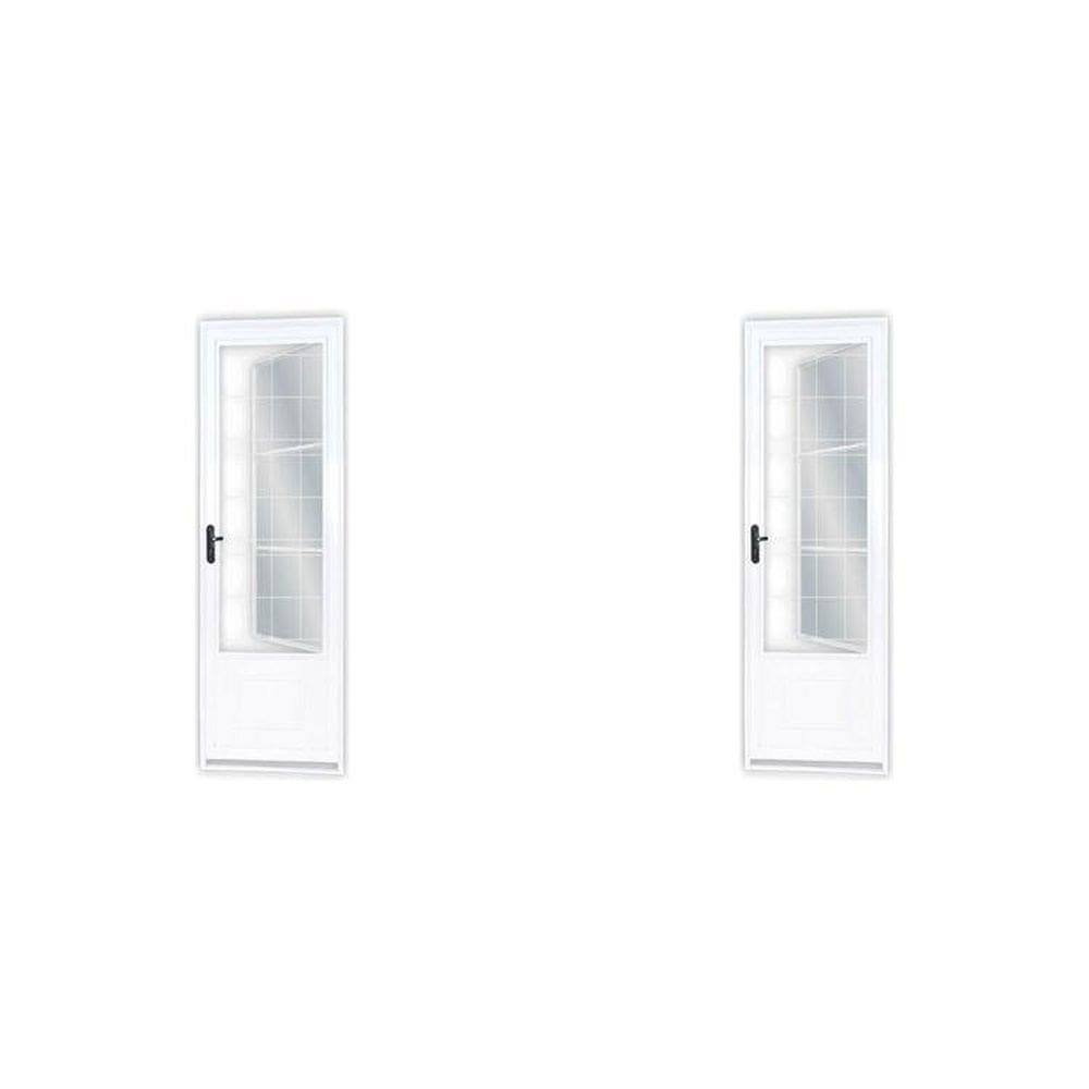 Kit com 2 Portas de Aço Postigo 215x85cm com Grade Quadrada Minas Sul Mgm Branco