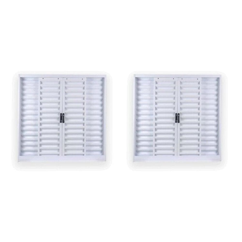 Kit com 2 Janelas de Aço Veneziana de Correr 100x100cm 4 Folhas com Grade Minas Sul MGM Branco