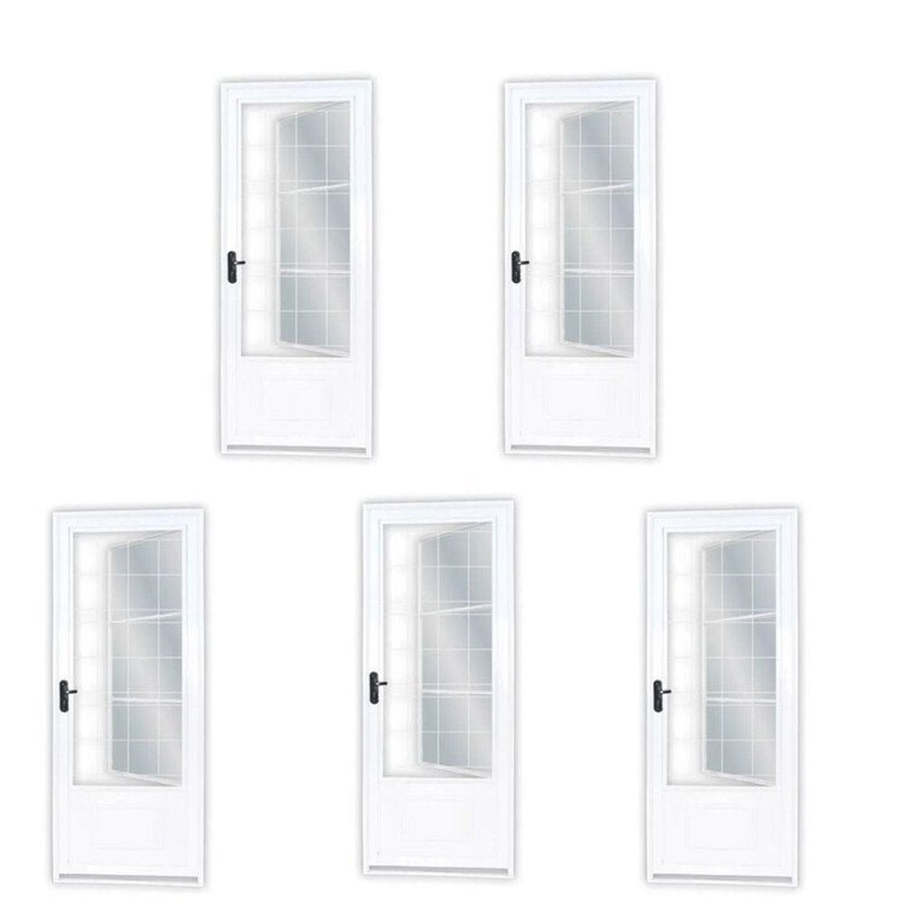 Kit com 5 Portas de Aço Postigo 215x85cm com Grade Quadrada Minas Sul Mgm Branco