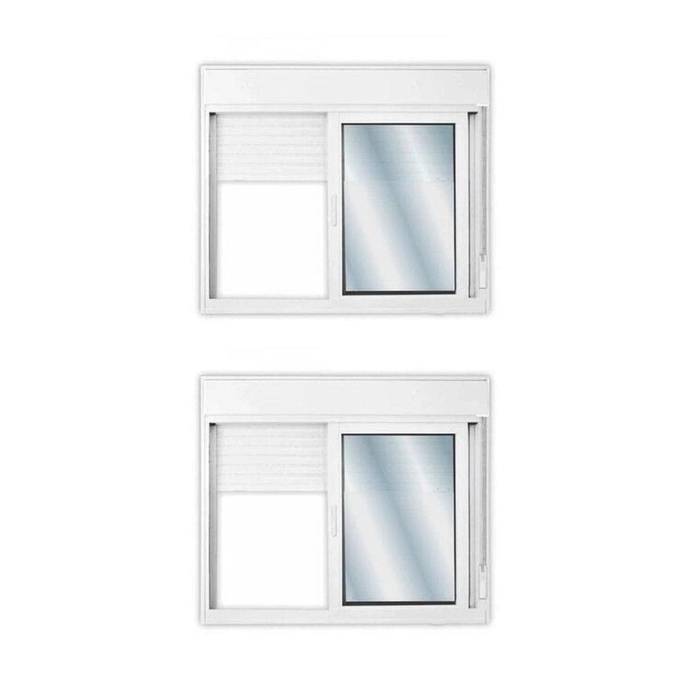 Kit com 2 Janelas de Alumínio Persiana Integrada 140x150cm com Vidro Liso Linha Solida Mgm Branco