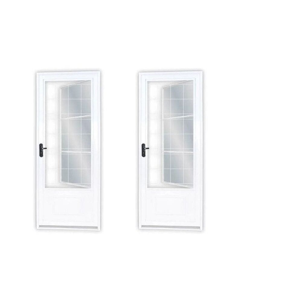 Kit com 2 Portas de Aço Postigo 215x85cm com Grade Quadrada Minas Sul Mgm Branco