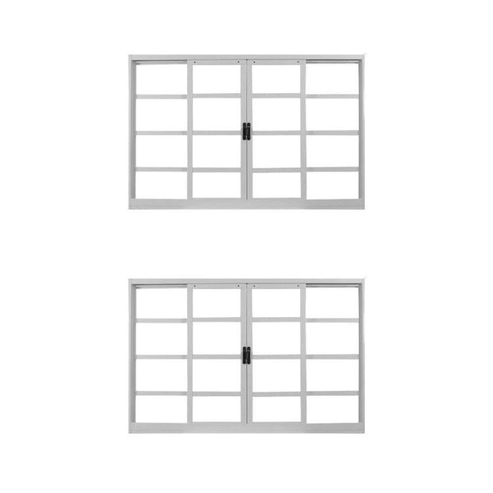 Kit com 2 Janelas de Aço de Correr 100x150cm 4 Folhas Minas Sul MGM Branco