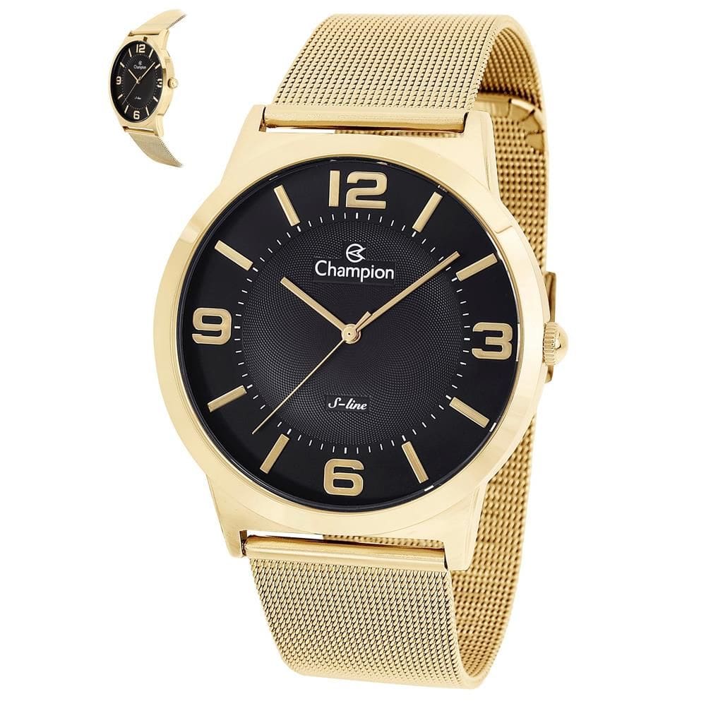 Relógio Champion Masculino Ref: Cn21005u Slim Mesh Dourado