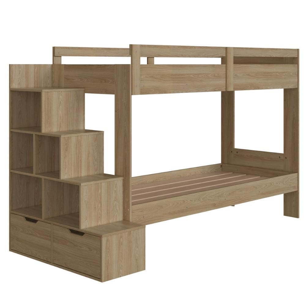 Beliche Infantil com Escada, Nichos e Gavetas Aveiro OAK