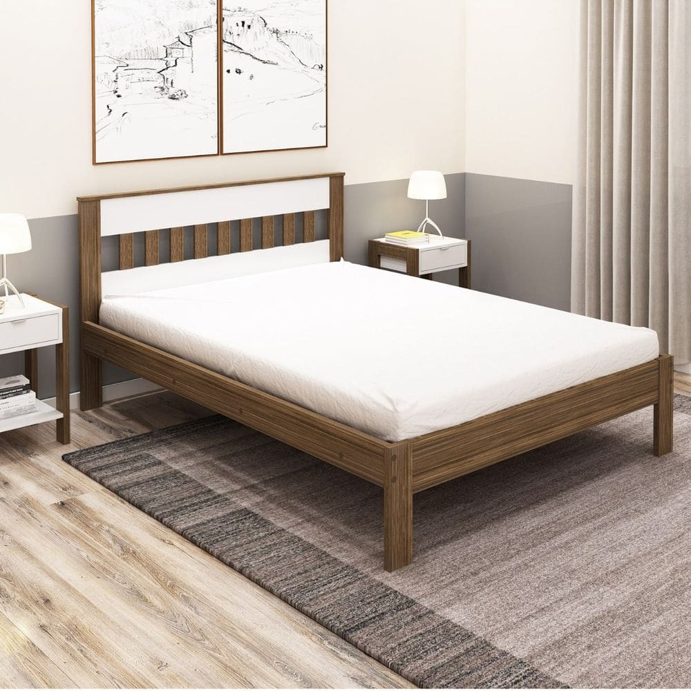 Cama de Casal para Colchão 138x188Cm Nogal Tecno Mobili