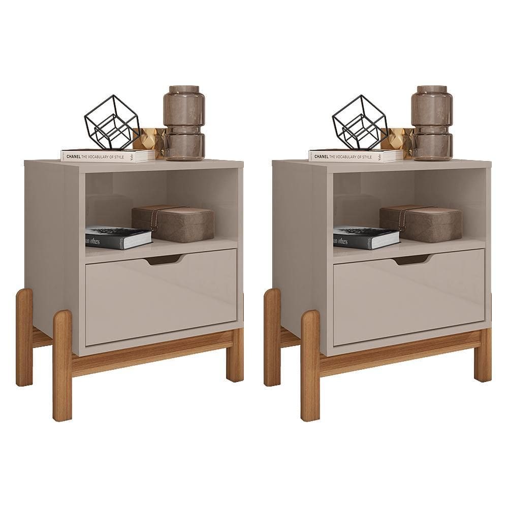 Kit 2 Mesas de Cabeceira Antares 1 Gaveta - Casa D