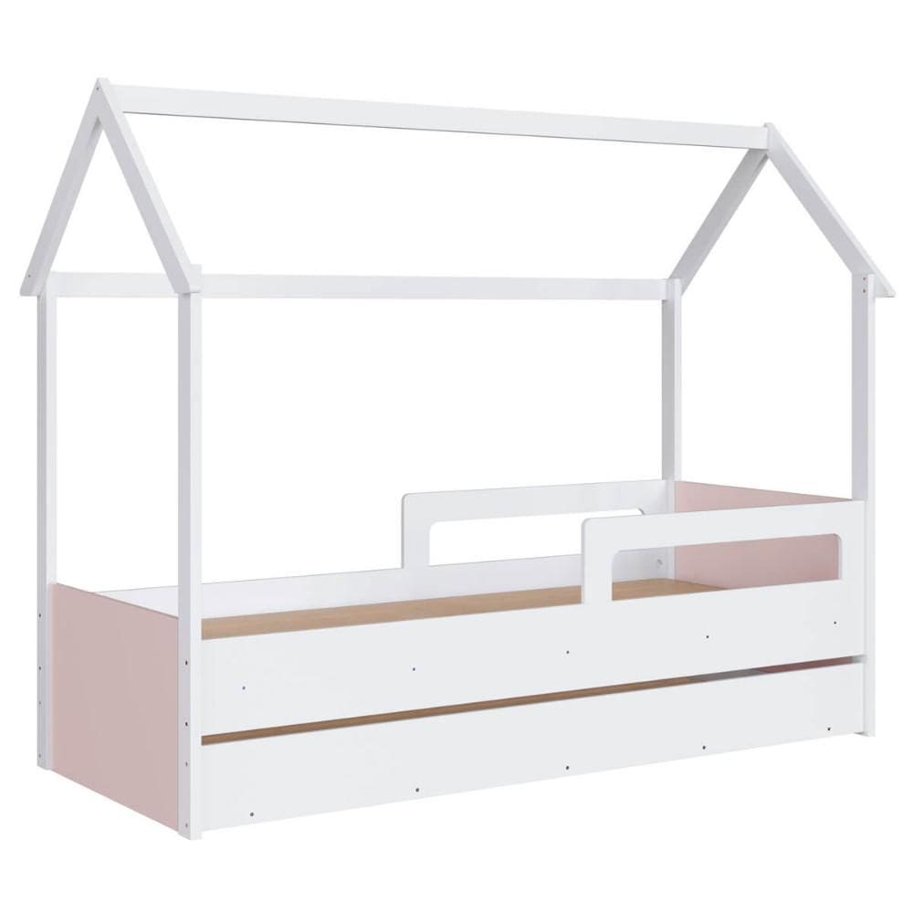 Cama Infantil Montessoriana com Cama Auxiliar Branco e Rosa