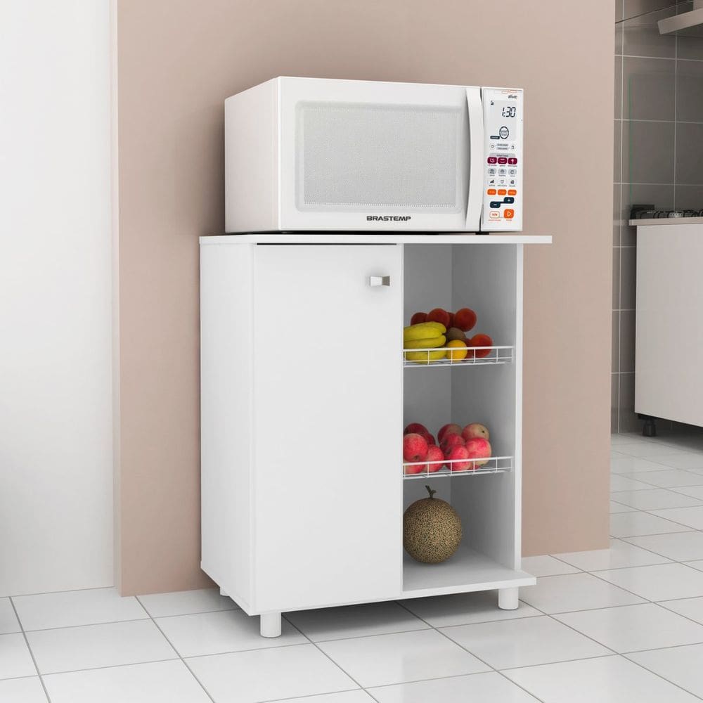 Balcão de Cozinha com Fruteira 61x76cm Branco Tecno Mobili