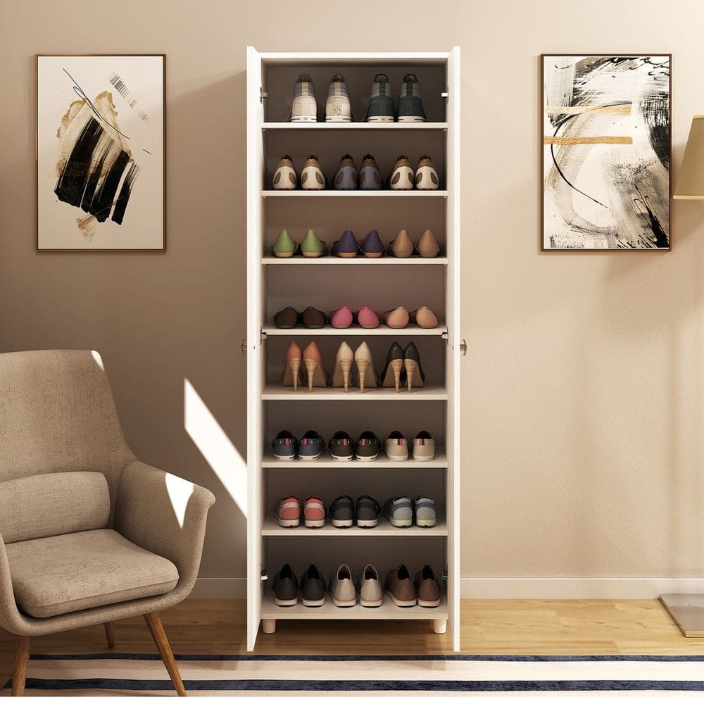 Sapateira Multiuso 2 Portas 57x166cm Branco Tecno Mobili