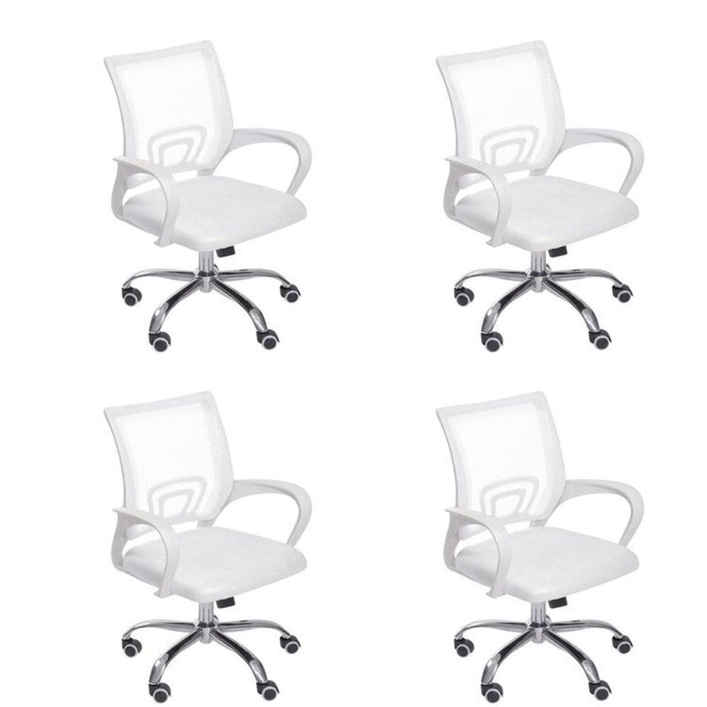 Kit 4 Cadeiras para Escritório Diretor Tela Mesh com Relax Tok 3310 Branco