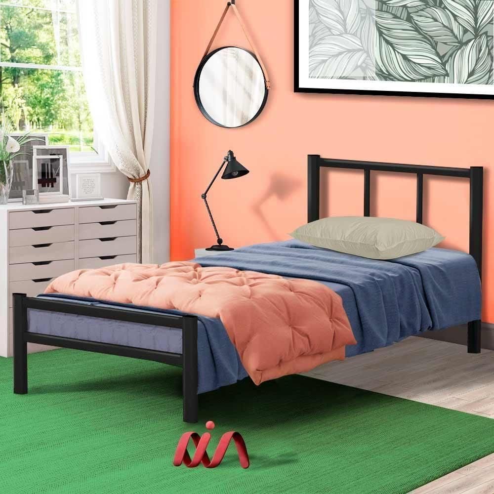 Cama De Ferro Tubular Solteiro Preto Primoart