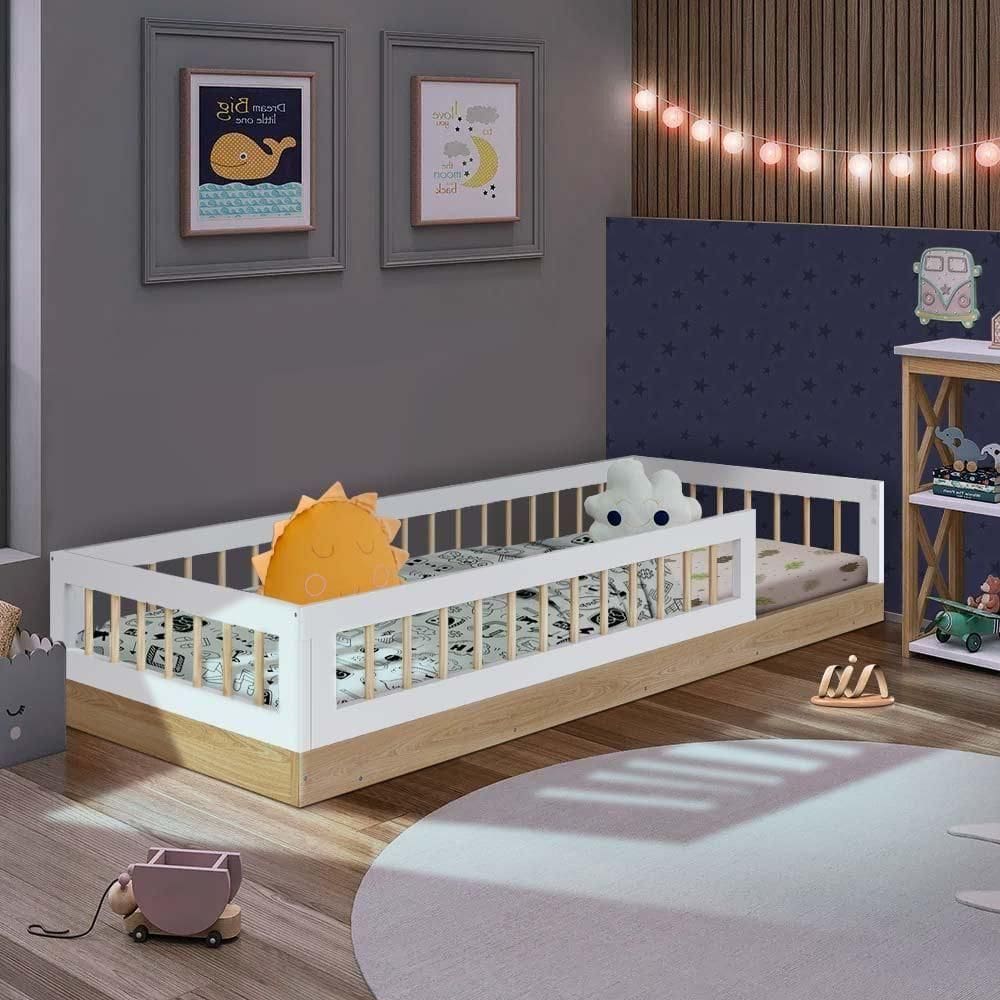 Cama Solteiro Com Grade De Proteção Aveiro Oak Branco