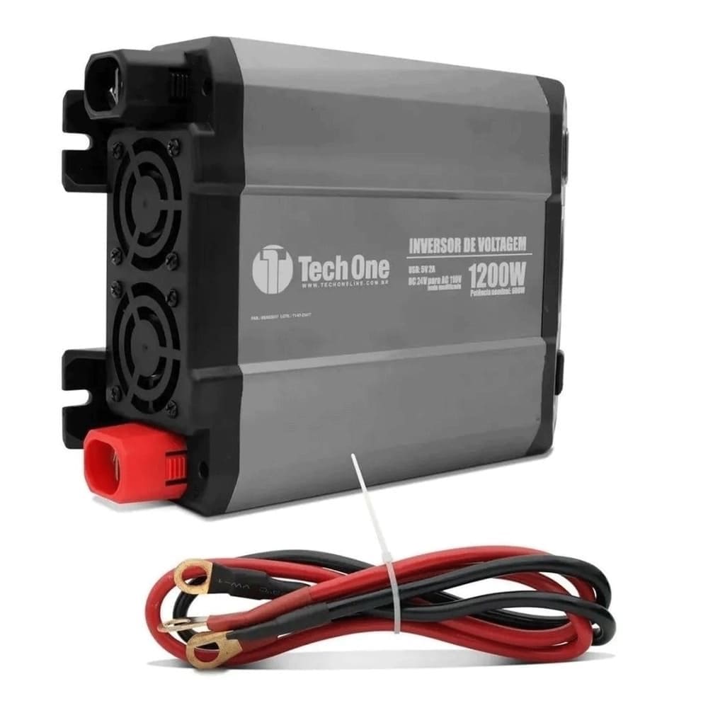Inversor de Voltagem Techone Line 1200W Pico 600W Nominal 12V-110V