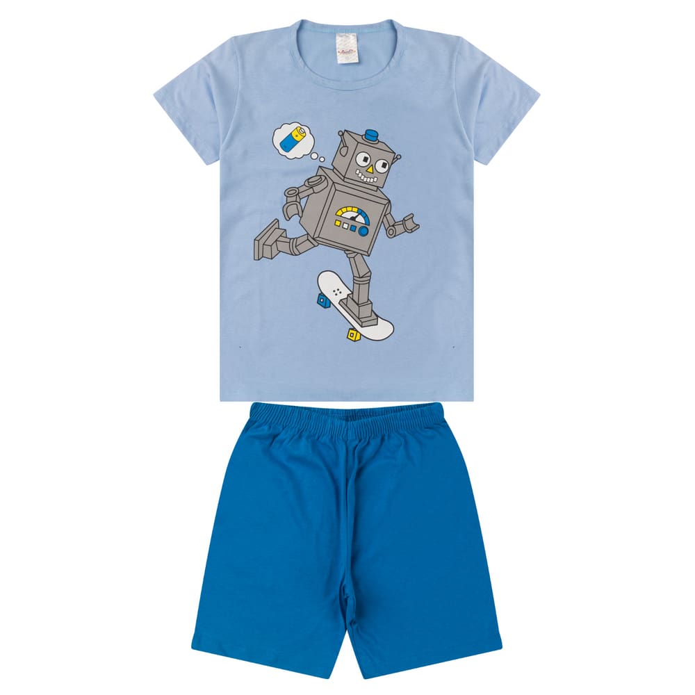 Pijama Infantil Juvenil Menino Verão em Meia Malha Estampado