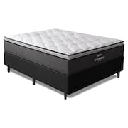 Cama Box Casal King Gazin Colchão Molas Ensacadas Pillow Top Maximus 193x203x62cm Cinza/Preto