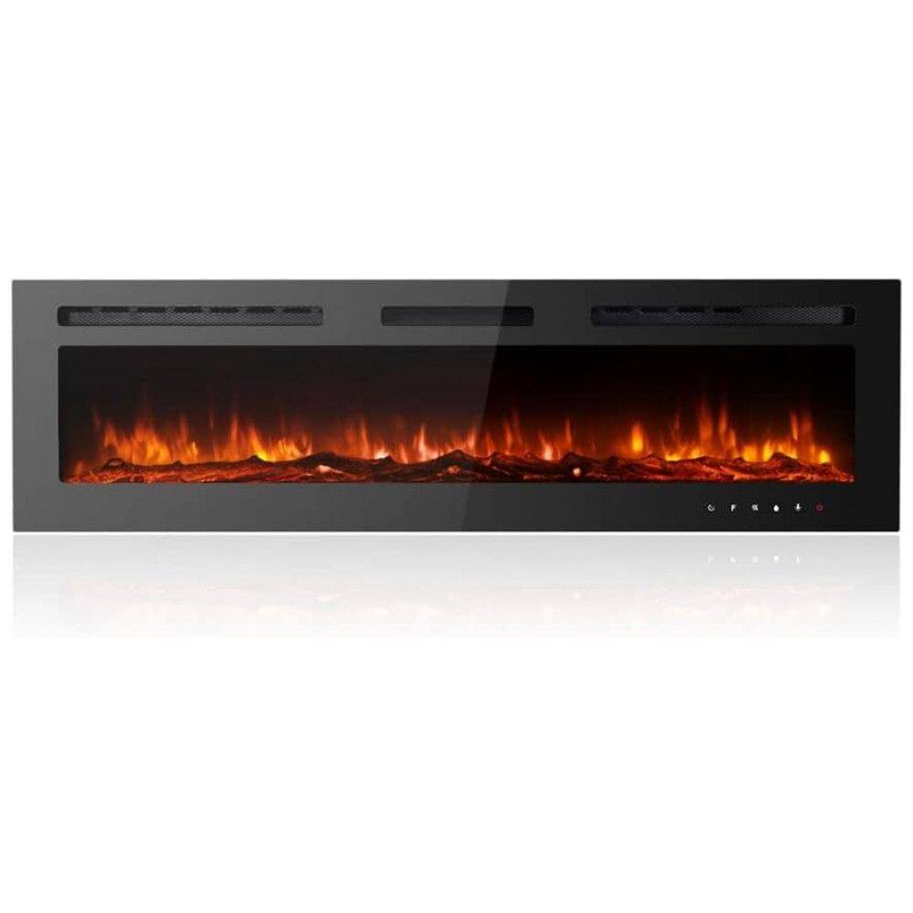 Lareira Elétrica de Embutir A43x152L com Controle Remoto, 110V 1500W, Maxhonor, Preta