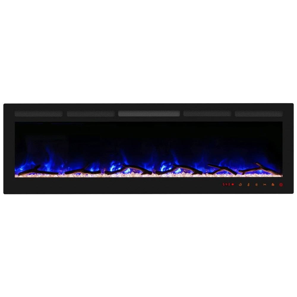 Lareira Elétrica de Embutir A45x182L com Controle Remoto e Chamas Multicolorida, 110V, Cheerway, Preta
