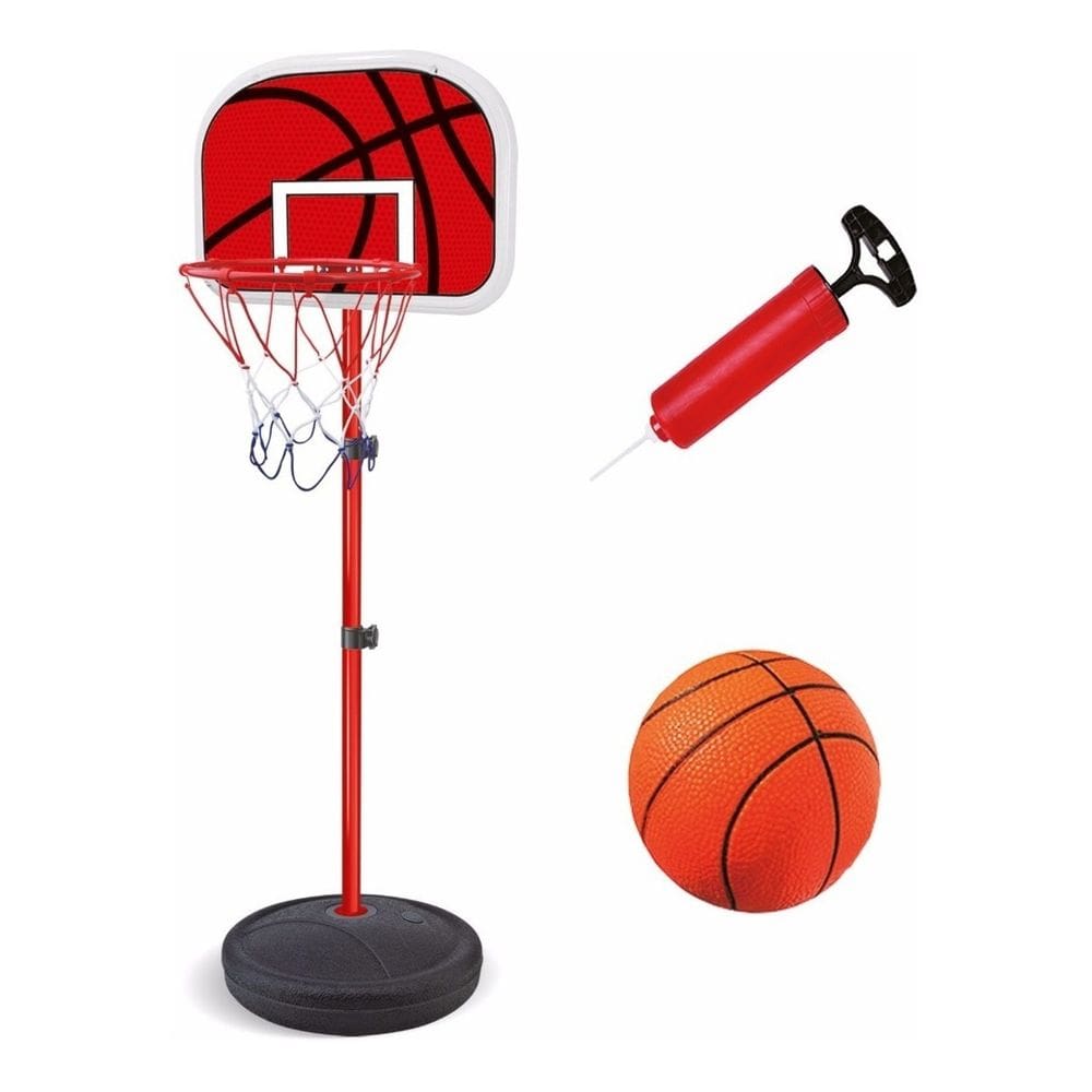 Cesta De Basquete Infantil De Metal Com 9 Peças Ajustável Até 139Cm