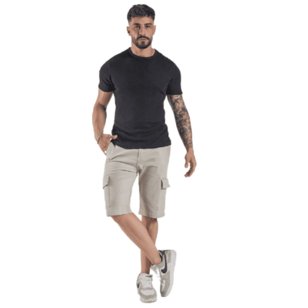 Bermuda Sarja Masculina Cargo Black Jeans