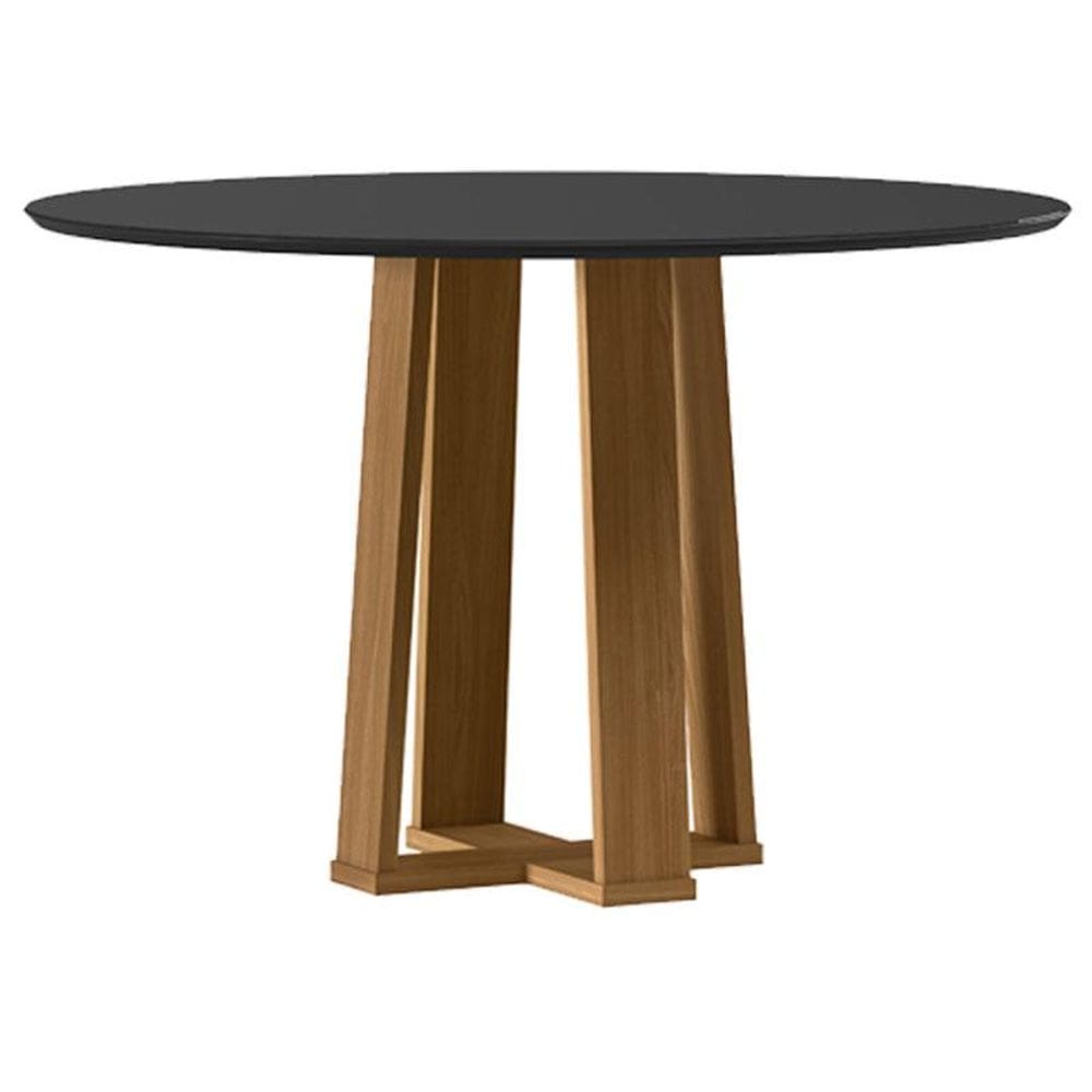 Mesa de Jantar 120 cm Isabela com Vidro Ype Preto - New Ceval