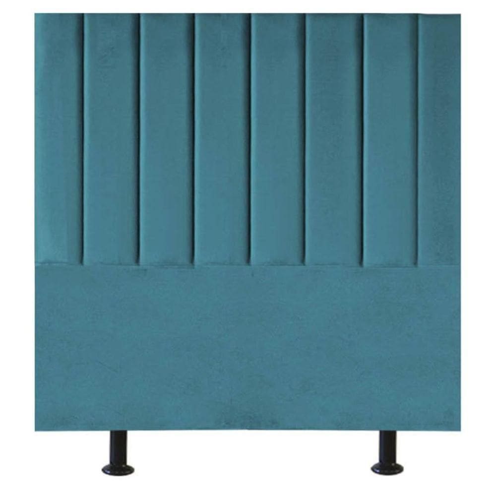 Cabeceira Estofada Cama Box Casal 140 Cm Taís Suede azul Turquesa