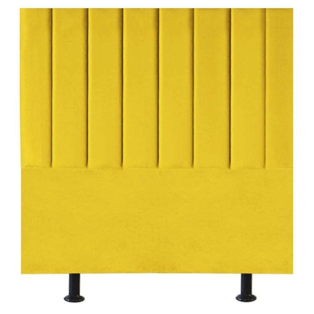 Cabeceira Estofada Cama Box Casal 140 Cm Maisa Suede amarelo