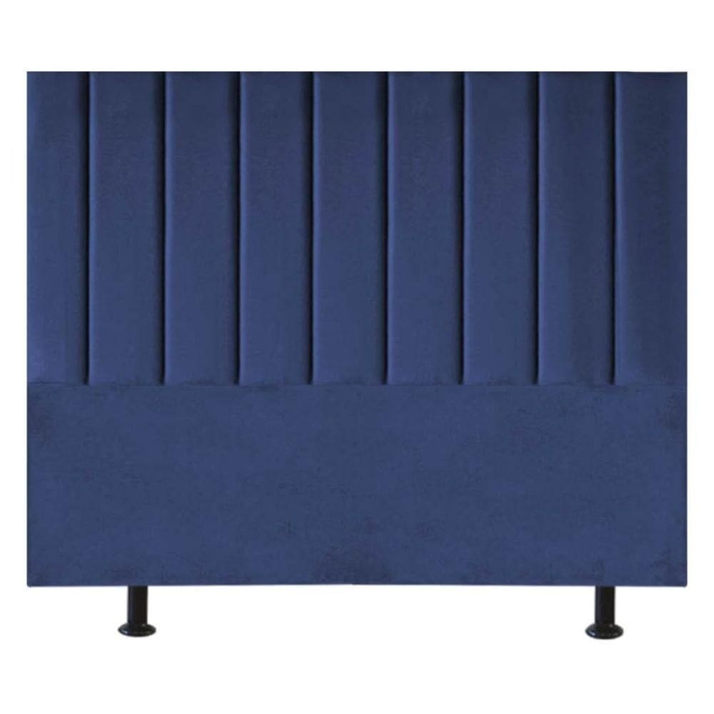 Cabeceira Estofada Cama Box King 195 Cm Maisa Veludo azul Marinho