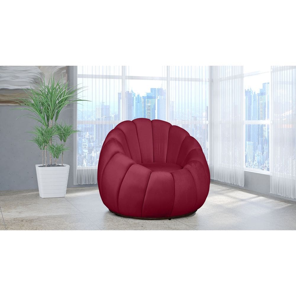 Poltrona Decorativa Concha Veludo Vermelho - Londrilar