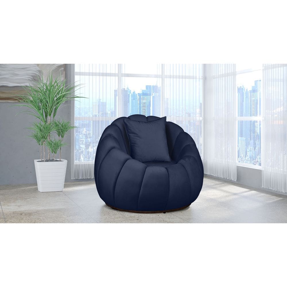 Poltrona Decorativa Concha Almofada Veludo Azul Marinho - Londrilar